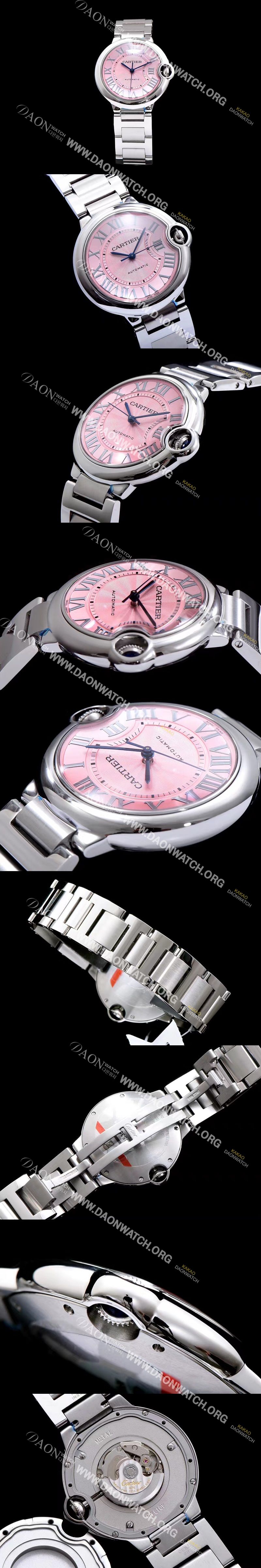 레플리카 [까르띠에] 여성용 신상 발롱블루 W6920100모델 시계 핑크 다이얼 ETA2671-2 오토매틱 무브먼트 CAR0135 4y